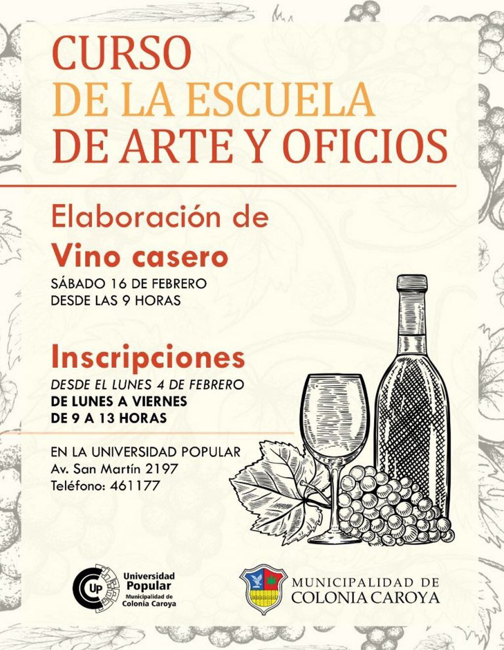 Curso de elaboración de vino casero de la Escuela de Arte y Oficios.