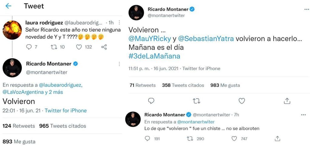 Ricardo Montaner sobre Tini Stoessel y Yatra