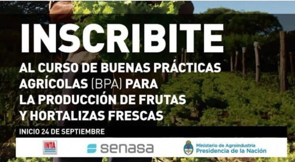 Curso a distancia de Buenas Prácticas Agrícolas para la Producción de Frutas y Hortalizas Frescas.