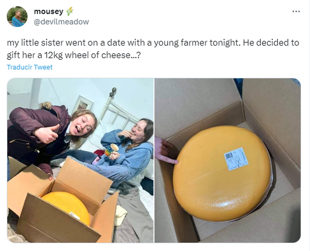 Le regaló un queso de 12 kilos en la primera cita