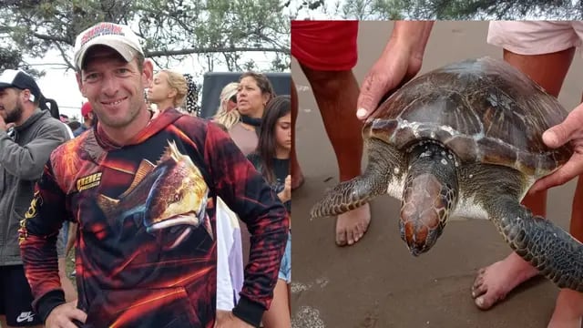Pescó una tortuga marina y la devolvió al mar