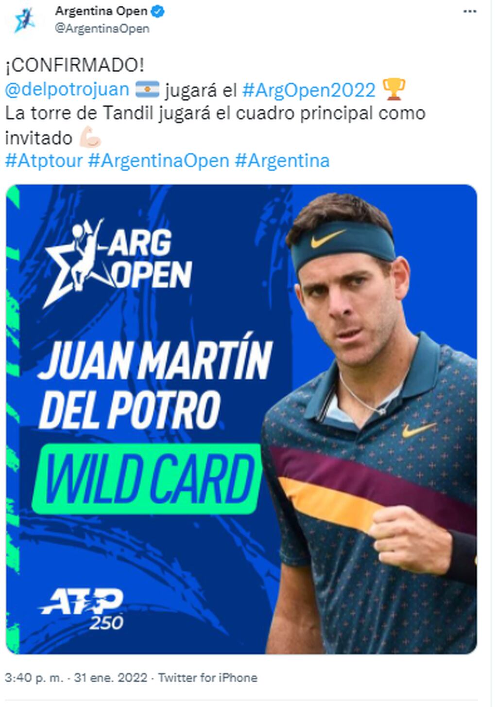 Posteo de Argentina Open / Gentileza