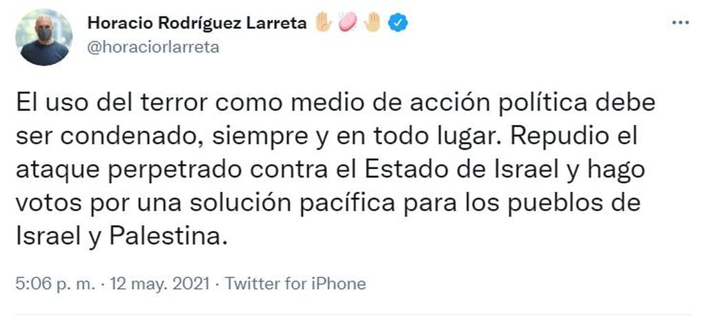 El tuit de Horacio Rodríguez Larreta