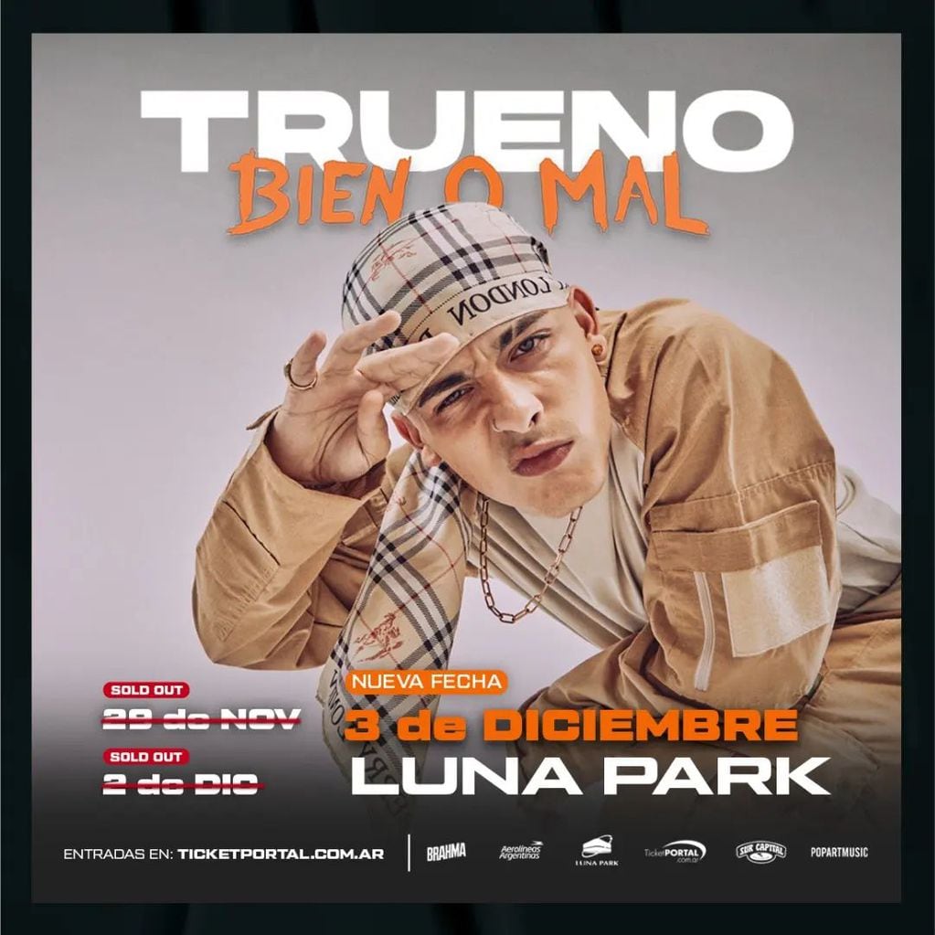 Trueno anunció su tercer show en el Luna Park
