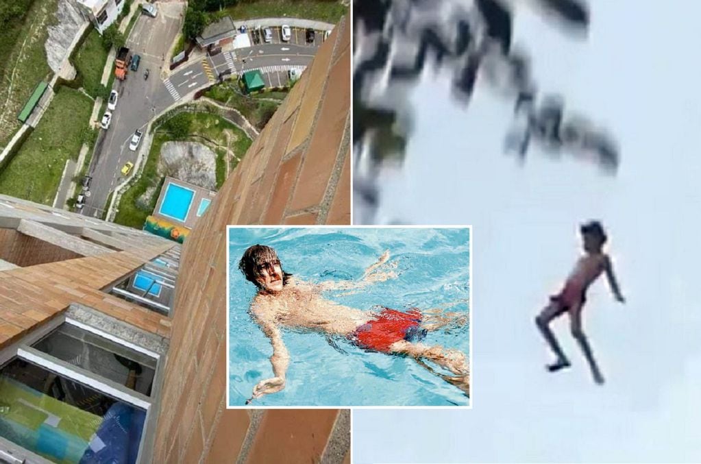 La histórica foto que se viralizó en redes sobre el salto de Charly García a la pileta en un hotel de Mendoza.