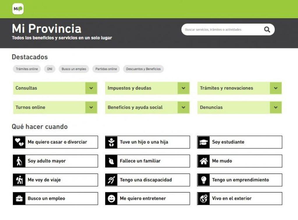 Plataforma digital "Mi Provincia" (web).