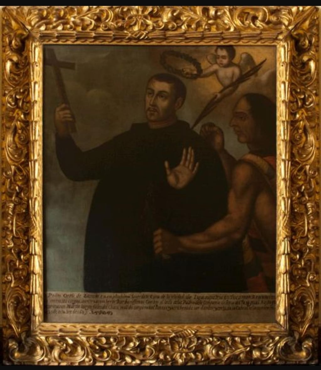 Cuadro con la imagen del beato Pedro Ortiz de Zárate, que se encuentra en el Museo de Arte Colonial de Colombia y que se hallaba en la Iglesia de Santa Clara de Bogotá. Fue pintado a fines del siglo XVII o comienzos de 1700.