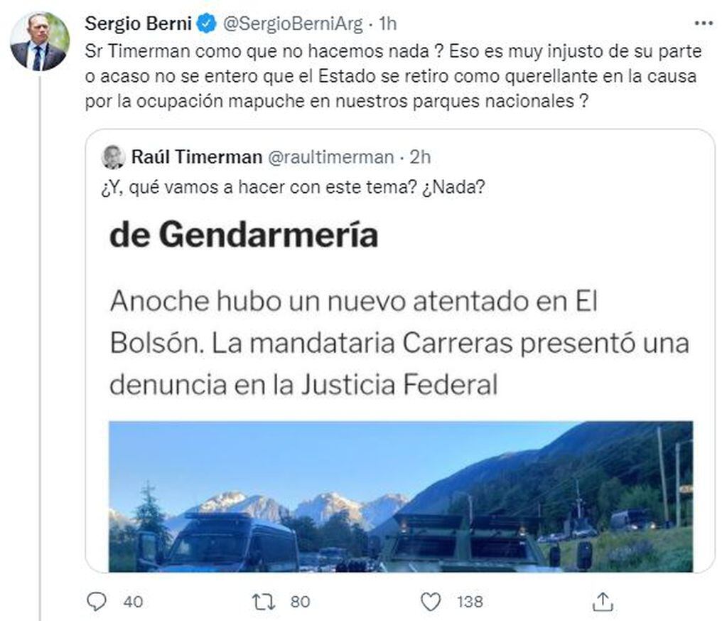 Conflicto con los mapuches en Río Negro: Sergio Berni criticó con dureza al Gobierno por el rol del Estado.