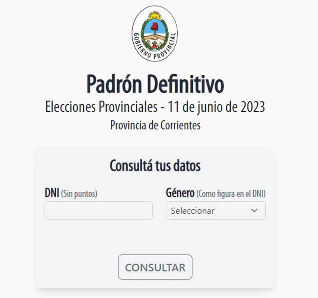 Cómo consultar el padrón electoral de Corrientes.