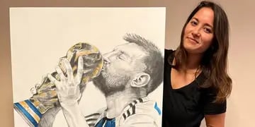 La cordobesa que dibujó un fantástico cuadro de Messi