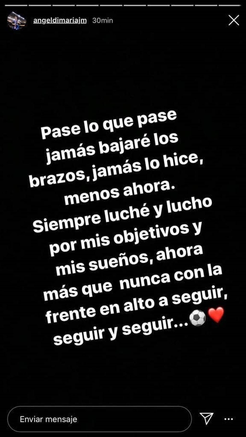 El mensaje de Di María (Foto: Instagram)