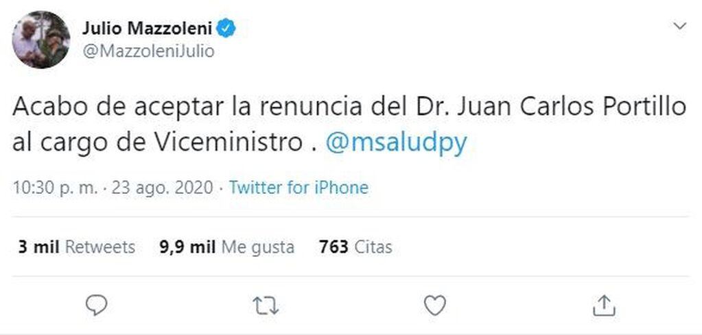 Renunció el viceministro de Salud de Paraguay tras participar en una fiesta con modelos. (Twitter)