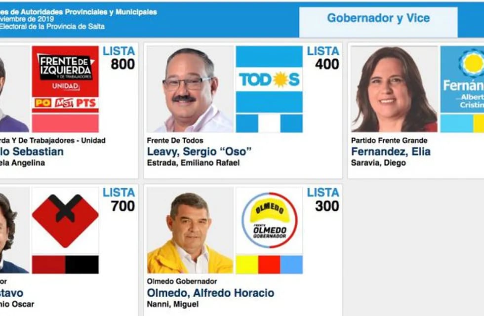 Simulador de voto Elecciones Generales en Salta