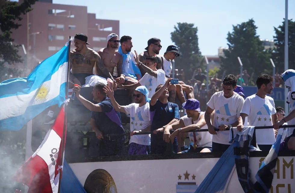 Los festejos de la Selección Argentina por la tercera estrella dorada. Foto: Clarín.