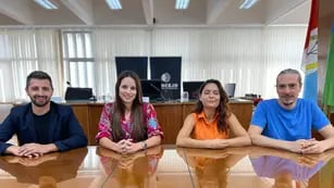 Los concejales del PJ  Juan Senn, María Paz Caruso, Valeria Soltermam y Martín Racca