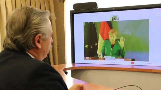 Fernández y Merkel en videoconferencia.