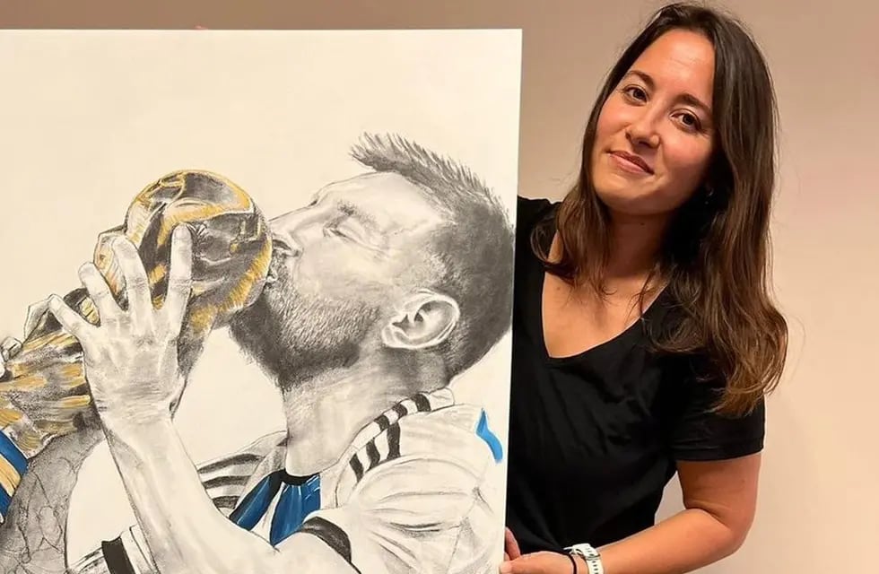 Juli Alaniz dibujó el cuadro de Messi en tan solo un día.