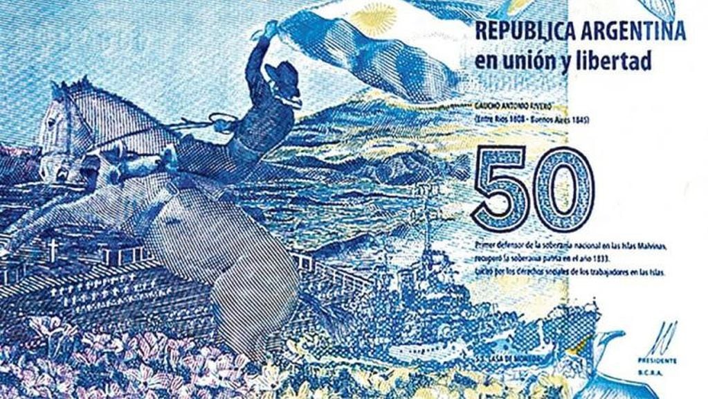 Gaucho Antonio Rivero - Homenaje en el bilete de $50 pesos
