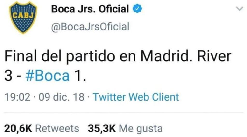 El tuit borrado por Boca.