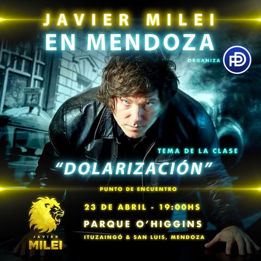 El Partido Demócrata de Mendoza invita a la clase de economía de Jaier Milei. Imagen: Instagram/pdemocratamza.