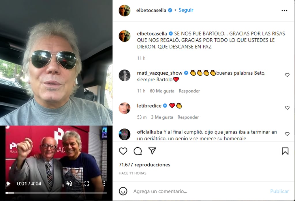 Beto Casella anunció la noticia. (Foto: Instagram).