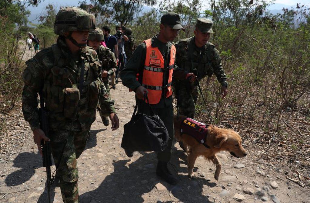 Soldados colombianos escoltaron a los  miembros de las Fuerzas Armadas de Venezuela que desertaron. (EFE)