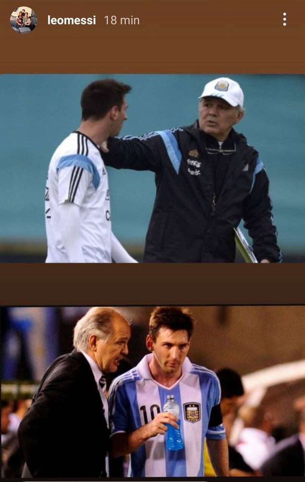Lionel Messi y Alejandro Sabella. (@leomessi)