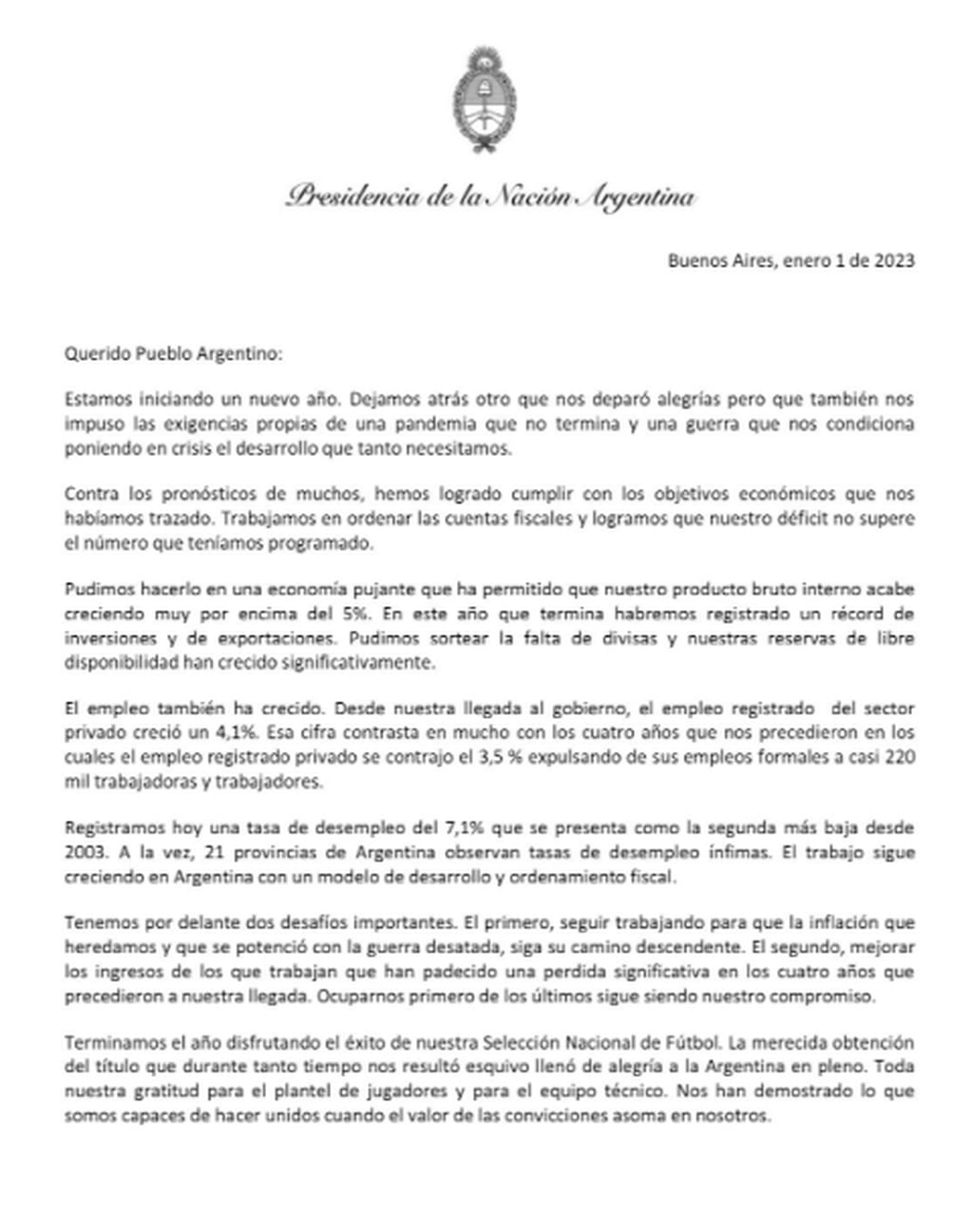 La extensa carta de Alberto Fernández sobre el juicio político contra el presidente de la Corte Suprema, Horacio Rosatti.