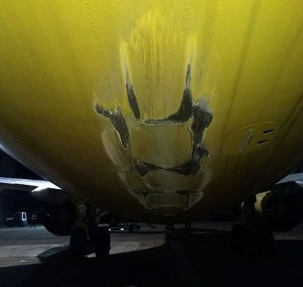 Así quedó el avión de Flybondi que se accidentó en Iguazú. (Foto: Misiones Online)