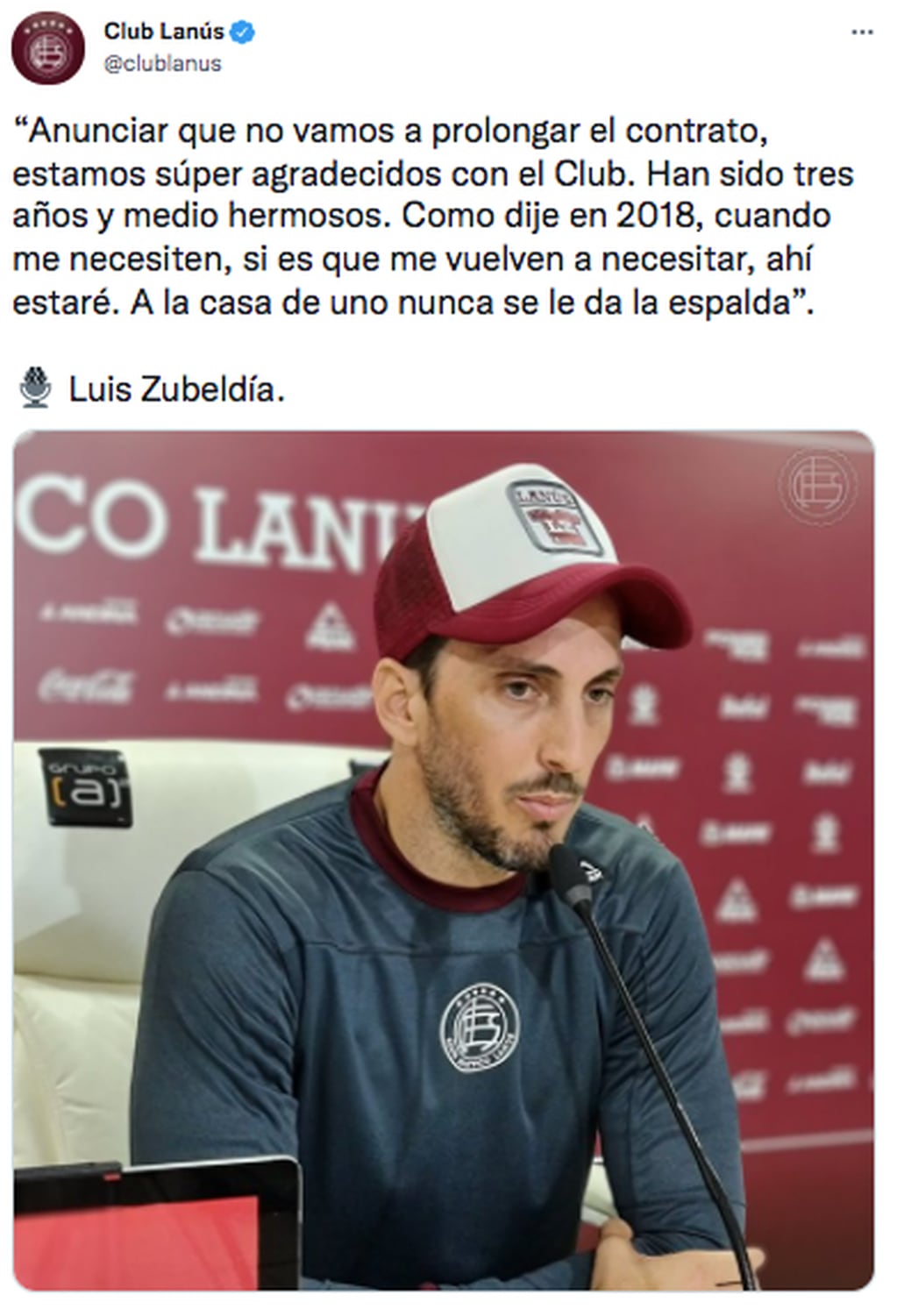 Luis Zubeldía dejará de ser el entrenador de Lanús y suena para San Lorenzo.