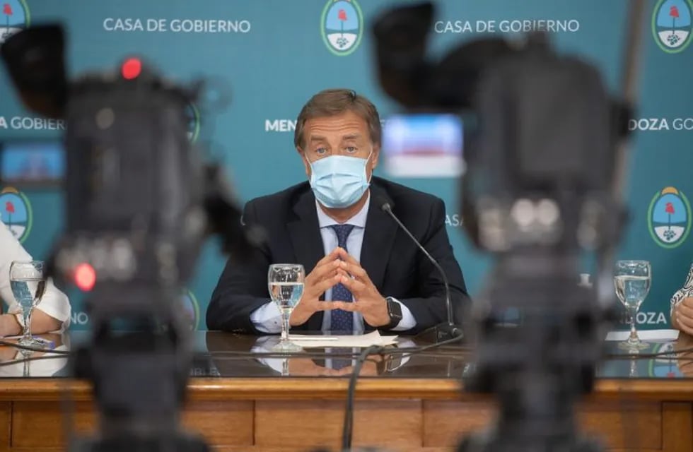 Rodolfo Suarez, gobernador de Mendoza/ anuncios. Foto: Prensa Gobierno de Mendoza.