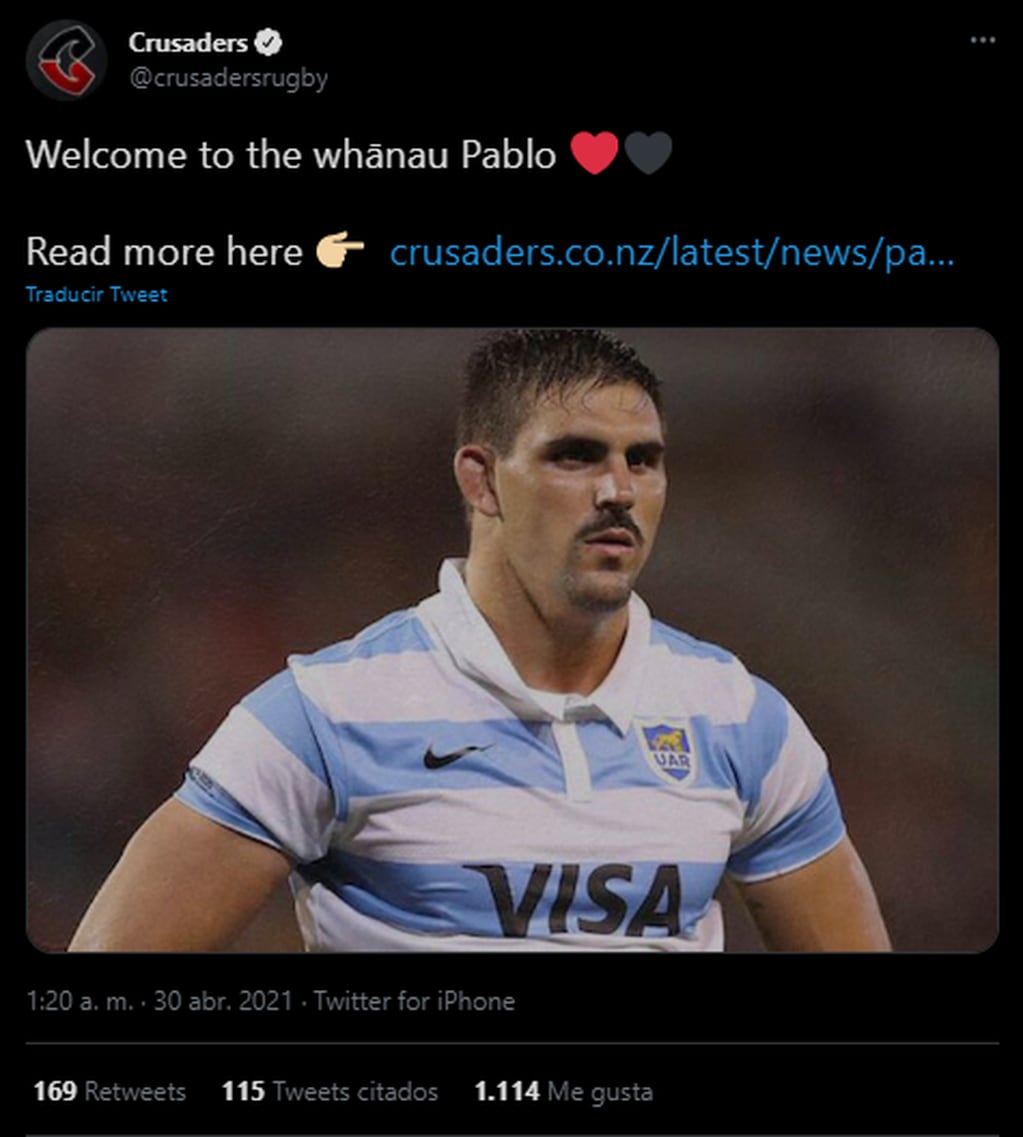 Pablo Matera jugará en Crusaders.