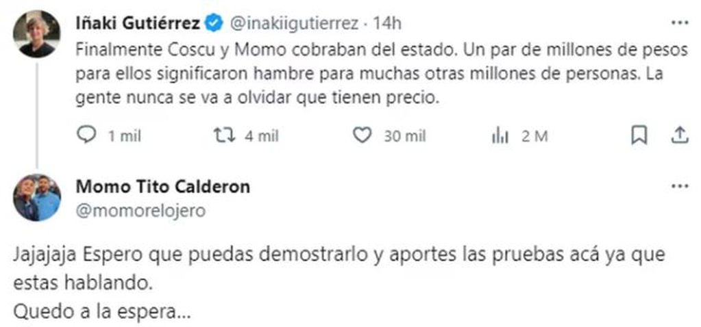 Iñaki Gutiérrez acusó a Coscu y Momo Benavides de cobrar dinero del Estado: qué dijeron los streamers