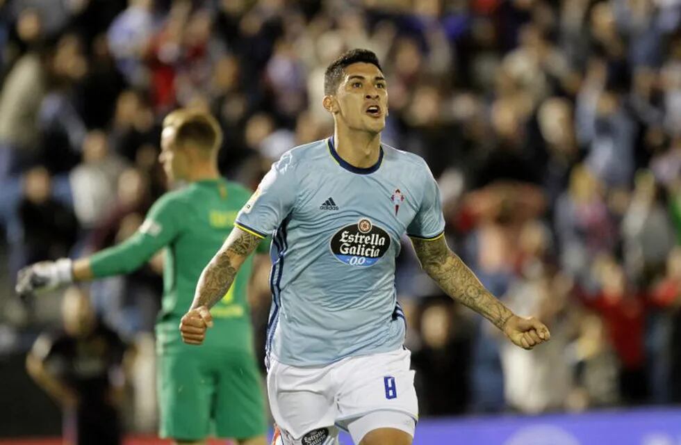 Pablo Hernández celebra el cuarto gol ante el FC Barcelona.