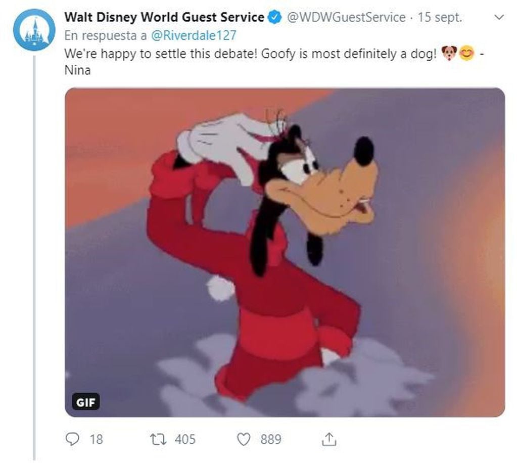 La respuesta de Disney (Twitter)