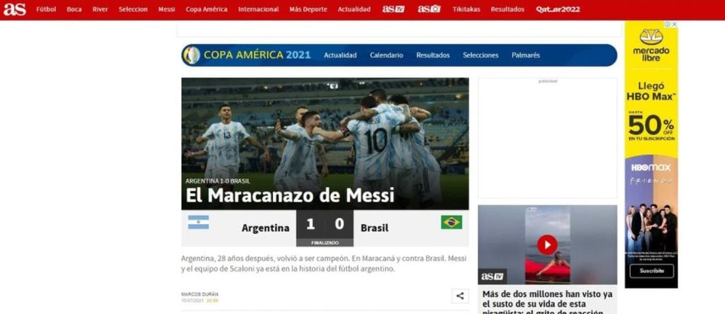 El diario As de Madrid calificó al título como "Maracanazo".