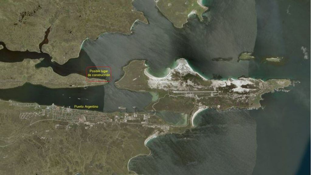 Zona donde se haría el nuevo puerto en Malvinas