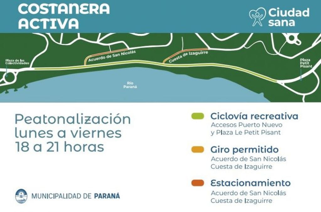 Peatonalización costanera Paraná