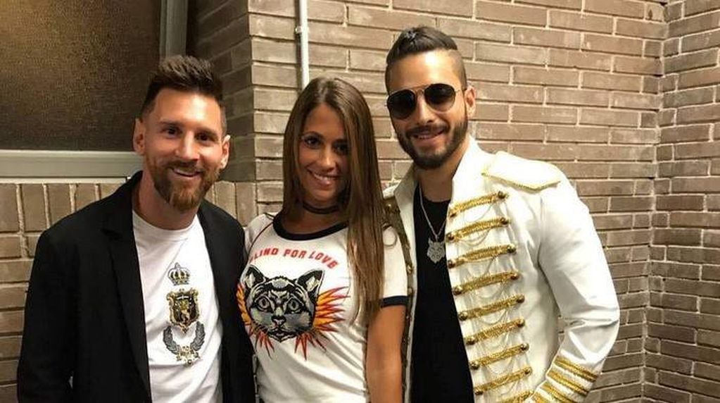 Messi, Antonella y Maluma.