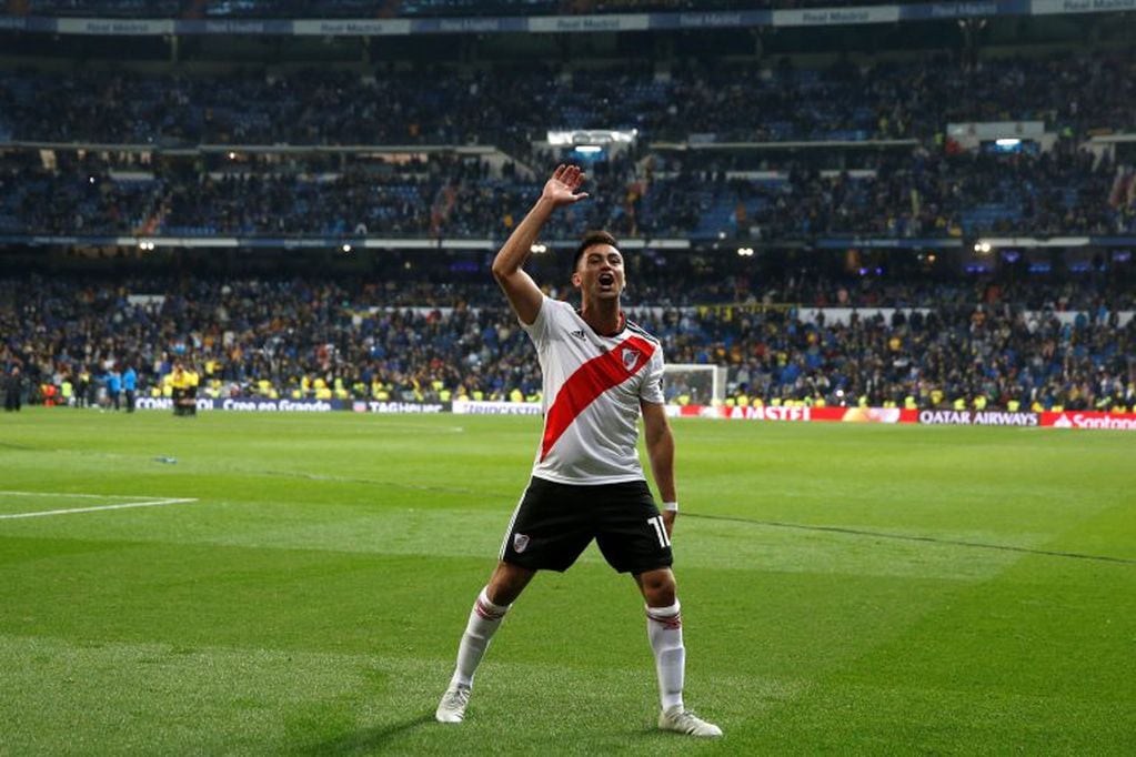 El "Pity" Martínez celebra su gol en la final de la Libertadores contra Boca. (Foto: AP)