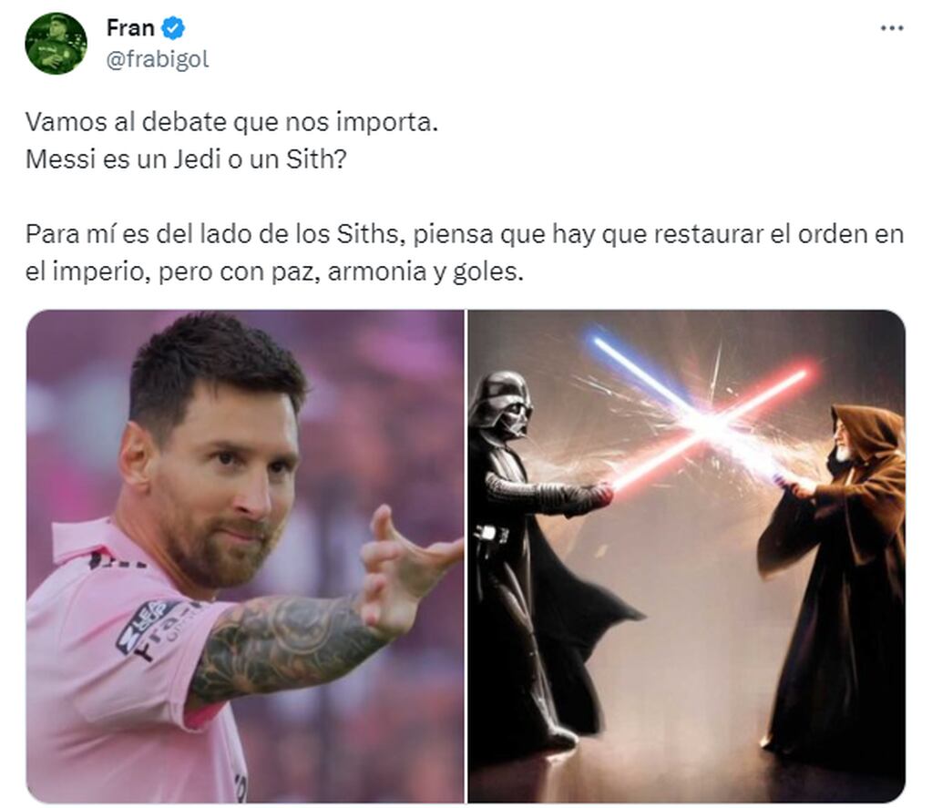 Messi y su nuevo festejo ¿es un Jedi o un Sith?