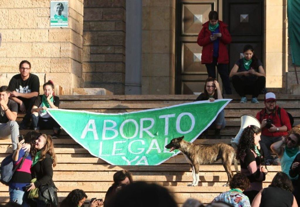 El "Pañuelazo", a favor del aborto copó las escalinatas de la Casa de Gobierno de Mendoza.