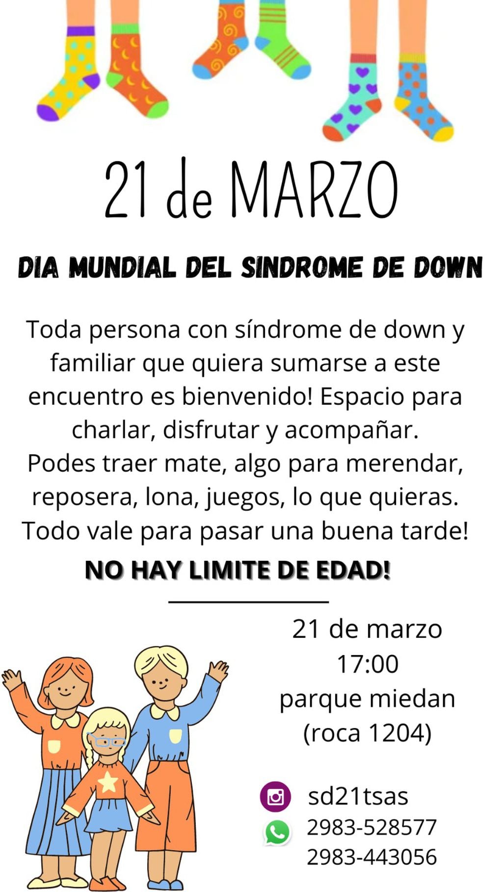 en el Día Mundial del Síndrome de Down habrá actividades en el Parque Miedan