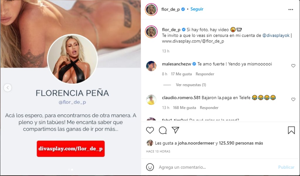 Flor Peña a través de Instagram.
