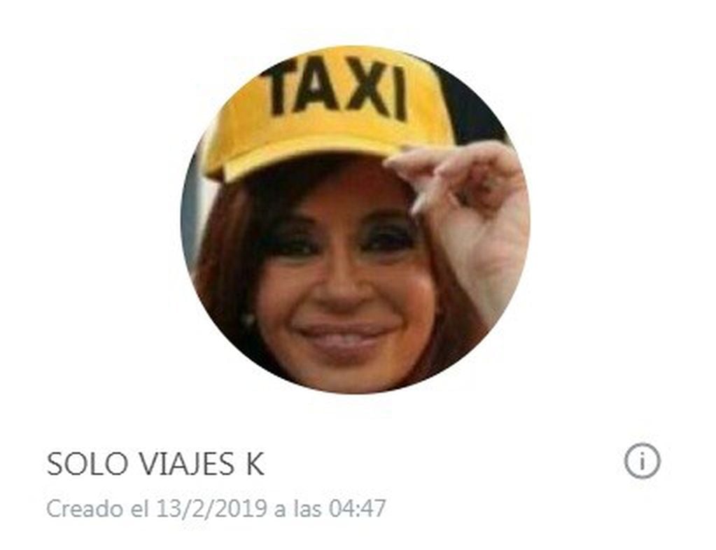 La comunidad de taxistas kirchneristas se cristalizó a través de un grupo de WhatsApp. (Captura de pantalla)