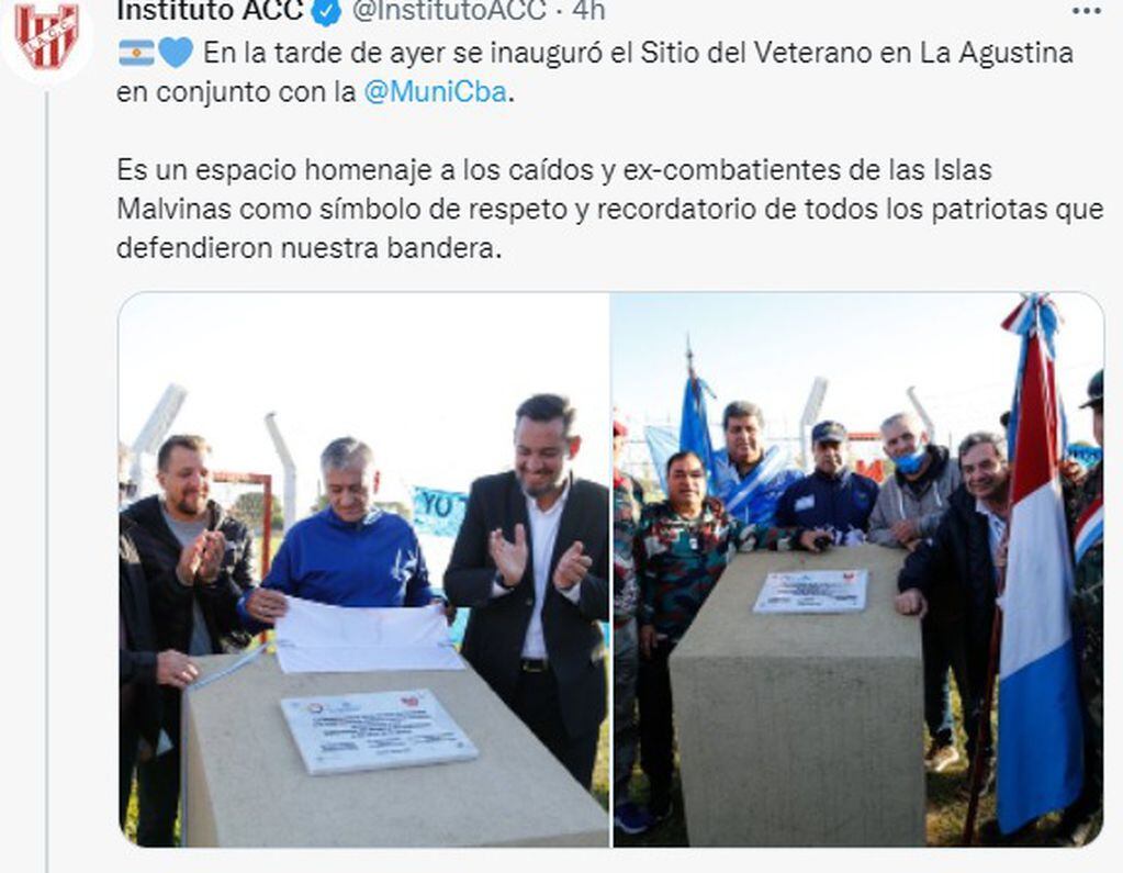 Instituto y la Municipalidad de Córdoba inauguraron el Sitio del Veterano en el predio La Agustina.