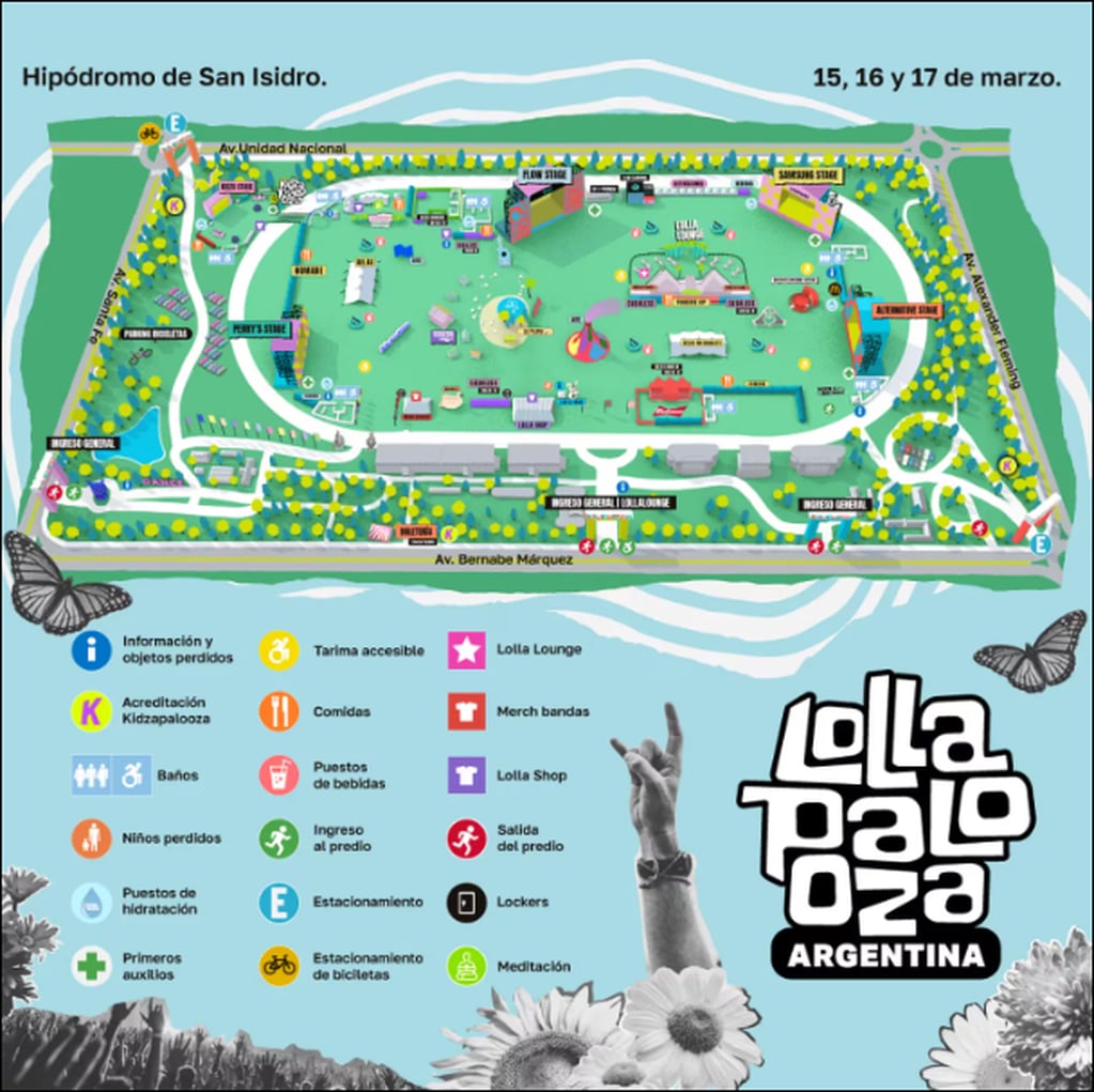 Lollapalooza 2024: así es el mapa del evento.
