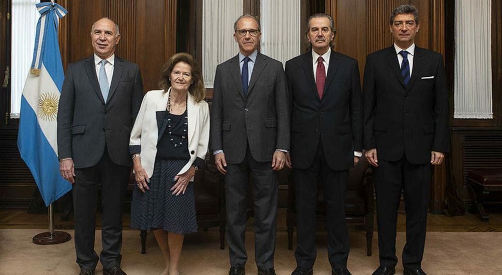 Corte: Ricardo Lorenzetti, Elena Highton de Nolasco, Carlos Rosenkrantz,y Juan Carlos Maqueda, y Horacio Rosatti. (Corte Suprema de Justicia)
