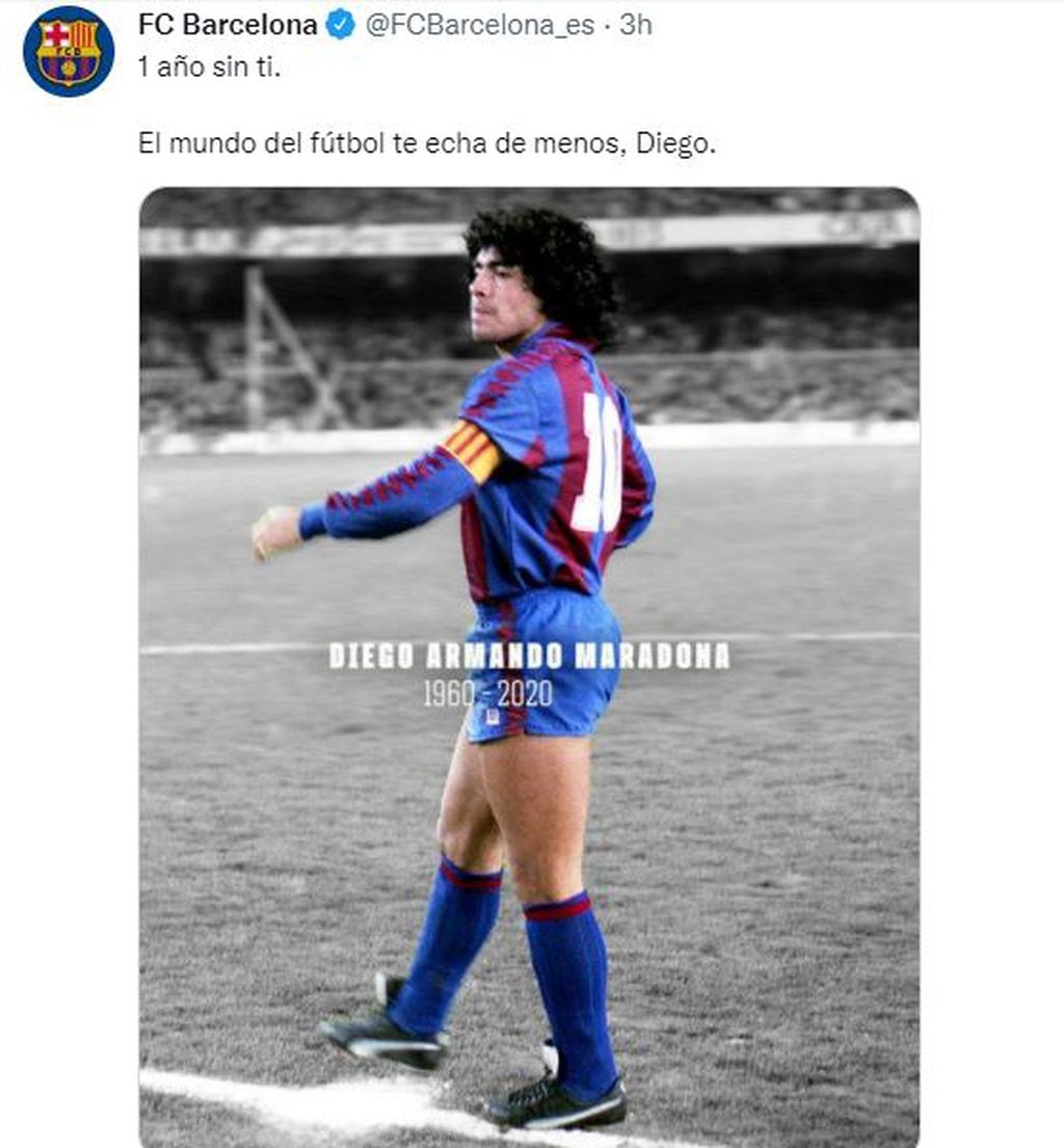 Barcelona recordó a Diego Maradona a un año de su muerte.