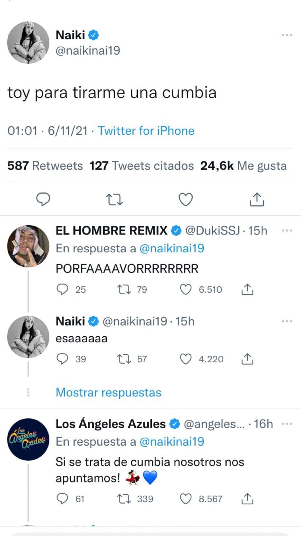 El productor Federico Lauría recogió los mensajes de Twitter en una captura de pantalla.